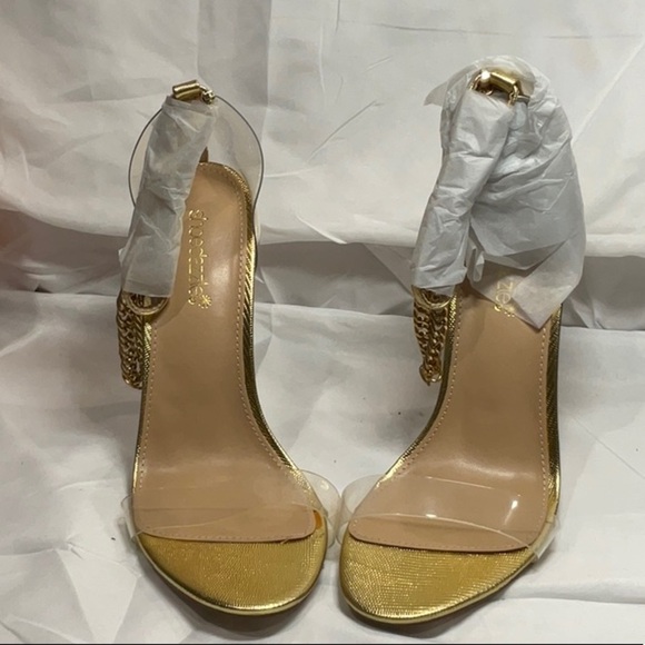 Elegant Gold High Heel Sandals - Picture 3 of 11